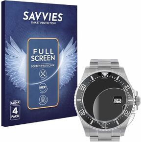 (4 Pack Full-Screen Protection Film Compatible with Rolex Sea-Dweller 43mm (Date) Full Cover Screen Protector 3D Curved [Edge to Edge]