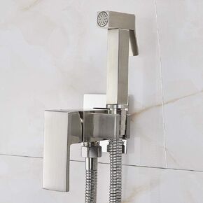 Bathroom Sink TapsFaucet Brass Shower Tap Washer Mixer Cold Hot Water Mixer Crane Square Shower Sprayer Head Tap Toilet Faucets-Matt Black(Brushed Nickle)