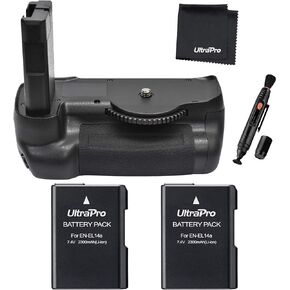 Battery Grip Bundle for Nikon D5600: Includes Vertical Battery Grip, 2-Pk EN-EL14a Replacement Long-Life Batteries, UltraPro Accessory Bundle