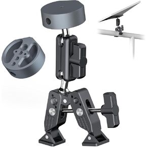Clamp Mount for Starlink Mini - 360 Degree All Metal Aluminum Alloy, Square and Round Tube RV Ladder Pole Mount, Adjustable for RV/Yacht/Guardrails (Dark Grey & Black)