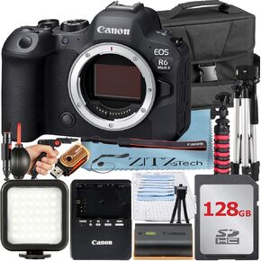 Canon EOS R6 Mark II Mirrorless Camera (Body Only) with 128GB Memory Card + Case + Tripod + ZeeTech Accessory Bundle (Renewed)