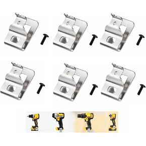 6-Pack Heavy Duty Drill Belt Clip Set - Stainless Steel Tool Clips for 20V Power Tools, Compatible with DCD980/DCD985/DCD980L2/DCD985L2 - Includes Screws & Hooks