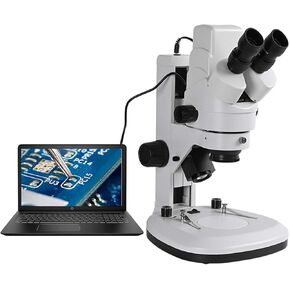 USB Digital Stereo Microscope 3.5X-90X Zoom, Built-in Electronic Eyepiece, LED Light for School, Home Education, PCB, Soldering, Gem Identification(7X 45X)