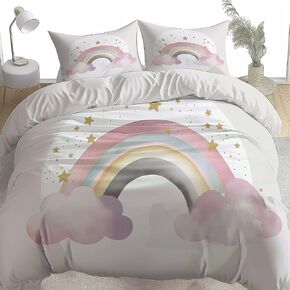 Light Blue Duvet Cover 2 Pieces Toddler, Cartoon Rabbit Comforter Cover, Brushed Microfiber Bedding Set 40 X 60 Inches, Soft Breathable Comfy Bedding with 1 Pillowcases, Zipper Closure