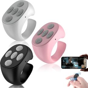 New Scrolling Ring Remote Control - Wireless Bluetooth Page Turner & Camera Video Recording Remote for iOS & Android (Black)