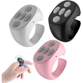 Wireless Bluetooth Remote Control, 2025 New Video Scrolling Ring Remote Control Page Turner Bluetooth Ring Scroller, Scrolling Rings Rechargeable Camera Video Recording Remote (Black)