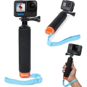 Reflex Camera Floating Hand Grip - Waterproof Pole Handle Mount for GoPro Hero, Fusion, AKASO, DJI Osmo Action Cameras - Secure Floating Handle for Water Sports & Underwater Filming