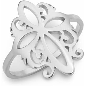 Hollow Geometry Flower Stainless Steel Ring Cross Rings Accessories For Women Men Jewelry Gifts