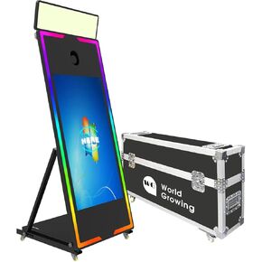 65’’ Magic Mirror Photo Booth, (Camera+Pinter+108Paper), 43’’ Touch Screen, (i5 8+256G) WindowsOS, DSLR Photo Booth Flight Case, App Control & Remote Control WRGB Light for Wedding Party Events