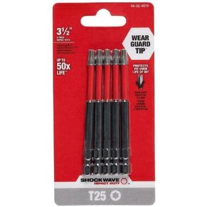 T25 TORX SHOCKWAVE IMPACT 3-1/2 "بتات السلطة لميلووكي 48-32-4579 (5 PK)