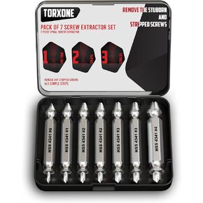 7PCS Screw Extractor Set for Iron Screws – Stripped Screw & Bolt Remover, High-Speed Steel Drill Bit Tool for Easy Removal of Rusted, Broken Screws & Nuts – Durable Gift for Men