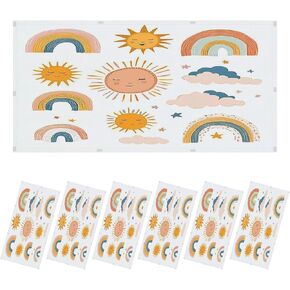 6 Pack Fluorescent Light Covers for Ceiling Lights Nursery seamless rainbows planets clouds cute baby shower elements Magnetic Light Filters Diffuser Shade for Classroom Home Office School