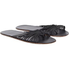 Strappy Thong Flip Flops for Women Elastic Rope Open Toe Flat Sandals Casual Slip On Ladies Slides Slipper