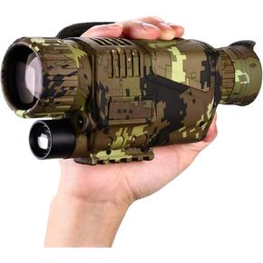 Inbekea Digital Night Vision أحادي 5x50mm 656 قدمًا/200 متر ، نطاق الأشعة تحت الحمراء المحمولة ، مع شاشة TFT 1.5 "و Card Card 32GB TF IR Take HD Photos/Videos for Hunting Adventure