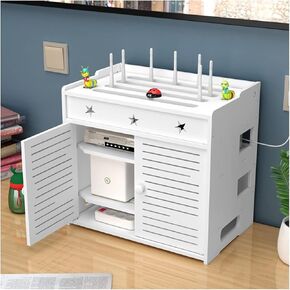 Router Shelf Wall Mount WiFi Router Storage Box, Router Rack WiFi Router Storage Box Wall Mount Hidden Cable Tidy Box for Home and Office Decorative Floating Shelves, 40x26x37cm