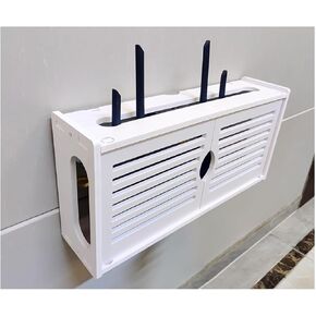 مربع جهاز توجيه WiFi مثبت على الحائط ، رف تخزين WiFi Router ، إدارة كابلات سطح المكتب ، جهاز مخفي ، رف جهاز التوجيه ، مناسب للمكاتب والمنازل