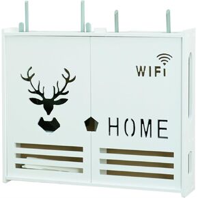 WiFi Router Storage Box,Router Shelf Wall Mount, Cable Organizer Box Power Strip Hider Protector for Home and Office(38x9.5x30cm)