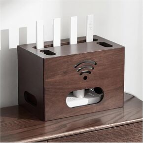 Router Shelf Wall Mount WiFi Router Storage Box, Solid Wooden Network Set-top Box Wall Mounted WiFi Router Storage Box Creative Desktop Cable Management Hider Rack for Home Living Room
