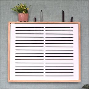 WiFi Router Storage Box,Router Shelf Wall Mount, Wooden Floating TV Shelf Wall Mounted Media Console Hider Cord Management Container Power Strip and Cable Management Box(A,42x9x32cm)