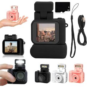Retro Snap Camera, Tiny Nostalgic Cameras, Retro Snap Mini Cameras, 1080p Hd with Led Flash Light with 6 Filter, Nostalgic Photos, Vintage Video Effects (Black, Camera+32G Card)