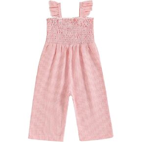 Infant Baby Summer Clothes Toddler Girl 3D Flower Smocked Romper Jumpsuit Overall Sleeveless Ruffle One Piece Outfit