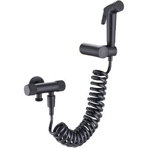 Cloth Diaper Sprayer Kit Single Cold Handheld Bidet Sprayer Toilet Kit Brass Toilet Sprayer Wall Mounted Bathroom Washroom Set with 3M Shower Hose,Black,Black