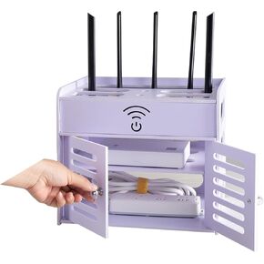 WiFi Router Storage Box,Router Shelf Wall Mount, Wall-Mounted Socket Block Box, Wire Storage Box for Home Bedroom Room Routers Decorative