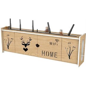WiFi Router Storage Box,Router Shelf Wall Mount, Large Wireless Router Rack Living Room Wall Mounted WiFi Storage Box Router Organizer Power Strip Cable Management Hider Rack(B)
