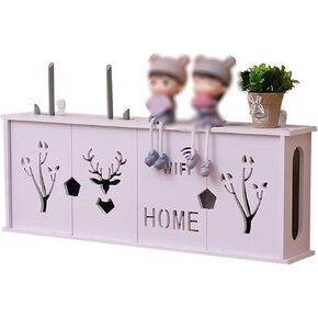 WiFi Router Storage Box,Router Shelf Wall Mount, TV Set-Top Storage Box Hanging Cable Power Fixings Storage Holder for Bedroom Living Room(B)