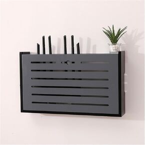 WiFi Router Storage Box,Router Shelf Wall Mount, Wall Mounted WiFi Router Box with Shielding Wire and Socket Floating Shelf for Wire Finishing, No Assembly Required(E)