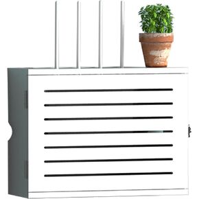 WiFi Router Storage Box,Router Shelf Wall Mount, Wall Mount Wooden Power Cord Storage Box Shelf Storage Box Lower Row Socket Occlusion Box for Home Bedroom Living Room(C,52.5x14x42.5cm)
