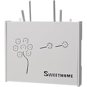 WiFi Router Storage Box,Router Shelf Wall Mount, TV Lower Plug-in Shielding Box Set-top Box Shelf Wall Modem Decorative Box for Office and Home(D,47x38x7.5cm) in Saudi Arabia