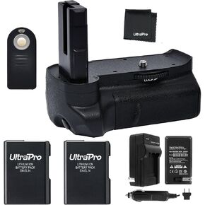 Battery Grip Bundle F/Nikon D3100, D3200, D3300: Includes Vertical Battery Grip, 2-Pk EN-EL14a Long-Life Batteries, Charger, UltraPro Accessory Bundle