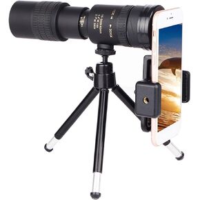 10-300X40mm BAK4 Prism Monocular Telescope Spotting Scope with Smartphone Holder and Tripod for Adults Bird Watching Camping Hiking