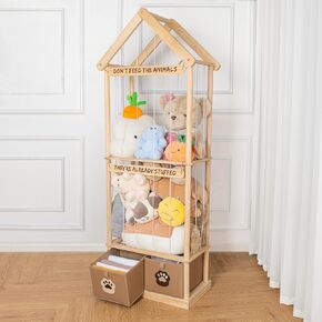 Best Stuffed Animals Storage with Foldable Basket For Playroom & Nursery, Kids Stuffed Animal Zoo storage cage, Plush Toy Organizer, Plushies Storage, Stuffy Zoo, Extra Large Stuffed Animal Holder