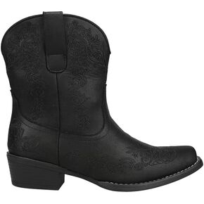 Roper Womens Riley Scroll Assorized Snip Toe أحذية غير رسمية منتصف العجل منخفض الكعب 1-2 " - أسود