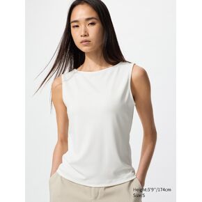 Uniqlo Crepe Jersey Boat Neck Sleeveless T-Shirt