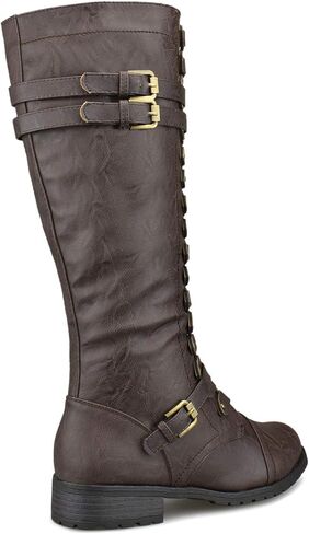 Premier Standard - Lace's Lace -Up Strappy Knee High Combat Boot Boot Cyped Heel in Kuwait