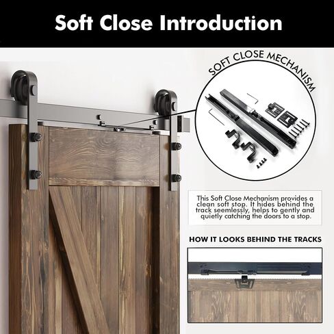 Homacer Dark Walnut 40 in. x 84 in. Finished & Unassembled 4-in-1 Fishbone Design Barn Door with Non-Bypass Installation Hardware Kit, 7ft Track, Interior use only in Saudi Arabia