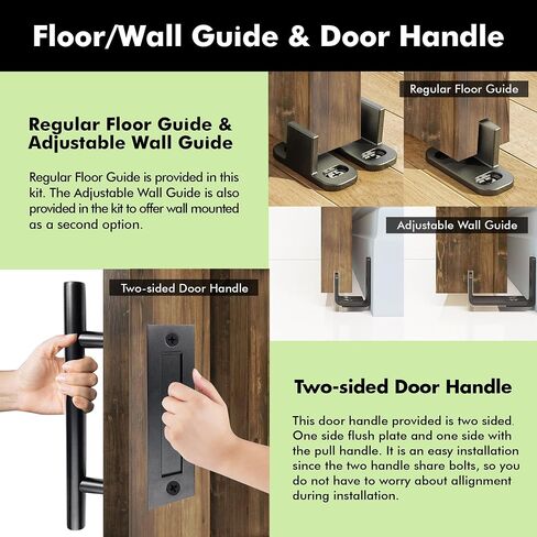 Homacer Dark Walnut 40 in. x 84 in. Finished & Unassembled 4-in-1 Fishbone Design Barn Door with Non-Bypass Installation Hardware Kit, 7ft Track, Interior use only in Saudi Arabia