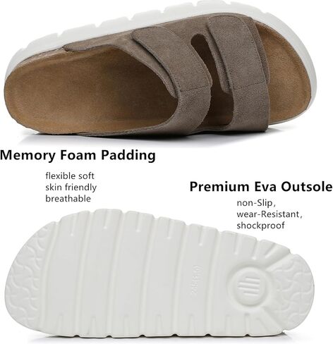 Genuine Leather Platform Sandals for Women 2025 - Soft Comfortable Memory Foam Insole Chunky Womens Wedge Sandals with Cork Footbed in Saudi Arabia