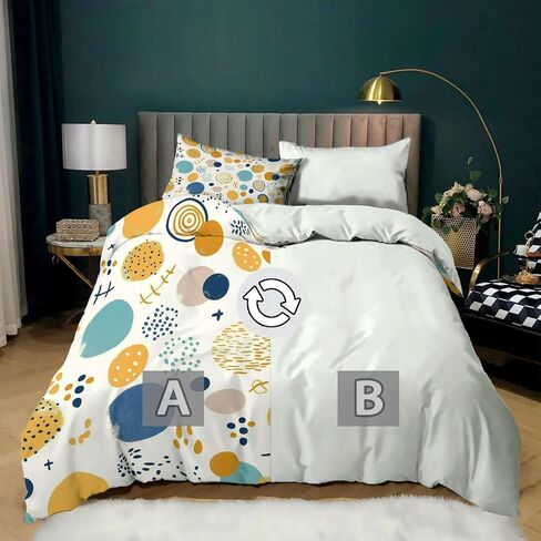3PCS Creative Art Circle Duvet Cover California King Bedding Sets, White Comforter Quilt Cover, 2 Pillow Cases for Boys Girls Toddler Kids Bedding in Saudi Arabia