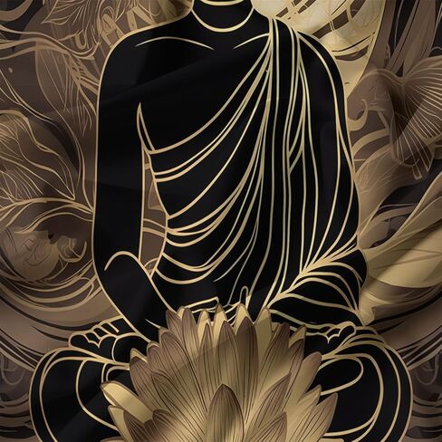 3PCS Lotus Statue Duvet Cover California King Bedding Sets, Black Comforter Quilt Cover, 2 Pillow Cases for Boys Girls Toddler Kids Bedding in Saudi Arabia