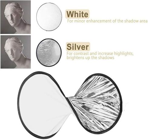 Fydun Silver White 2 in1 عاكس محمول جولة التصوير الفوتوغرافي العاكس للإضاءة الحية 30 سم / 11.8 في الأسرة التطبيقية (30 سم) in Kuwait
