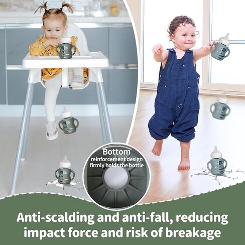 3 Pack Silicone Sleeves for Dr Brown Wide-Neck Glass Baby Bottles, Food GradeAnti Breakage Baby Bottle Holder with Handles and 3pcs Travel Bottle Caps, 5oz in Kuwait