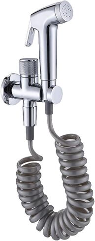 Handheld Bidet Sprayer for Toilet, Brass Portable Cloth Diaper Sprayer Set Single Cold Water Bathroom Bidet Sprayer Kit with PVC Shower Hose for Pet Bathing, Personal Hygiene,Chrome(Gris) in Saudi Arabia