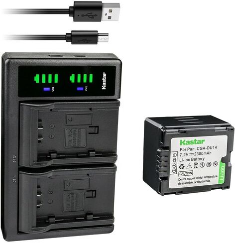 Kastar CGA-DU14 LTD2 USB Battery Charger Compatible with Panasonic VDR-D400, VDR-M30, VDR-M50, VDR-M53, VDR-M55, VDR-M70, VDR-M75, VDR-M95, NV-GS10, NV-GS17, NV-GS21, NV-GS22 Camera in Saudi Arabia