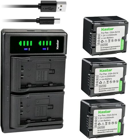 Kastar CGA-DU14 LTD2 USB Battery Charger Compatible with Panasonic VDR-D400, VDR-M30, VDR-M50, VDR-M53, VDR-M55, VDR-M70, VDR-M75, VDR-M95, NV-GS10, NV-GS17, NV-GS21, NV-GS22 Camera in Saudi Arabia