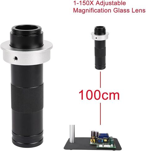 LIAMOS 1-180X Adjustable Magnification Zoom C Mount Lens Zoom Glass Lens 150X Digital Industry Video Monocular Microscope Camera Lens,High Reliability(150X-50mm) in Saudi Arabia