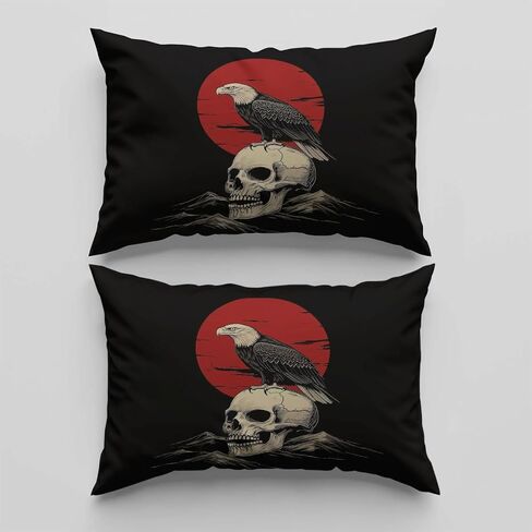 Black Reversible Duvet Cover Toddler, Skull Eagle Comforter Cover, 2 Pieces Super Soft Bedding Set 40 X 60 Inches, with Zipper Closure & 1 Pillow Shams 20 X 30 Inches in Saudi Arabia